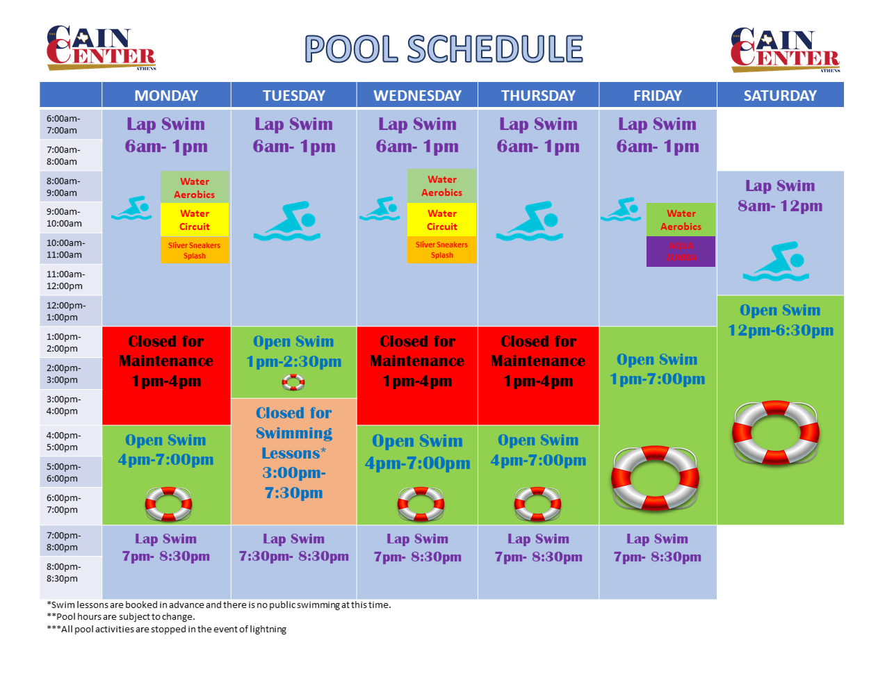 Pool Schedule 8 8 22